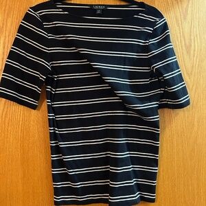 Large Lauren by Ralph Lauren black and white striped top